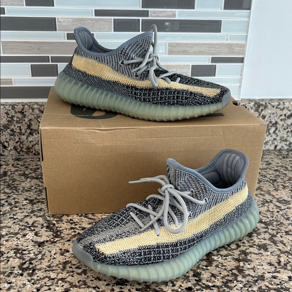Yeezy by Adidas Kids Gray and Cream Sneakers